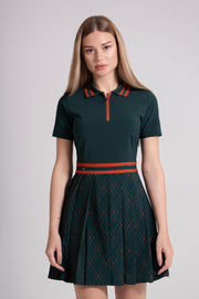 EGL Women's Golf Dress - Green with Maroon Stripes - Athletic Fit