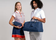 EGL Stylish Vegan Suede Leather Duffle Bag - Midnight Blue | Golf Durable Travel Bag