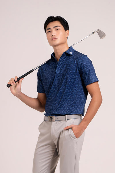 EGL Men's Golf Polo T-Shirt - Navy Blue - Short Sleeve - Lightweight Performance Sportswear