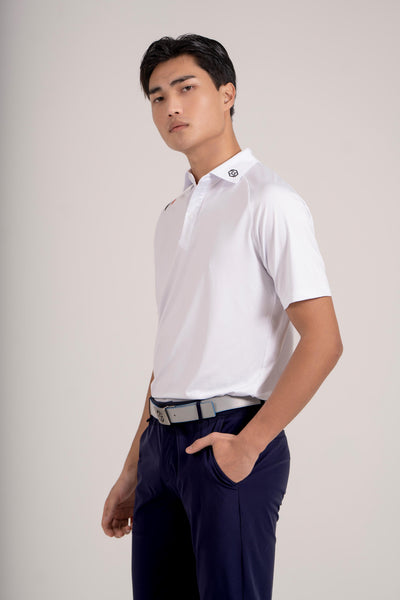 EGL Men's Golf Polo T-Shirt - White - Short Sleeve - Lightweight Performance Sportswear
