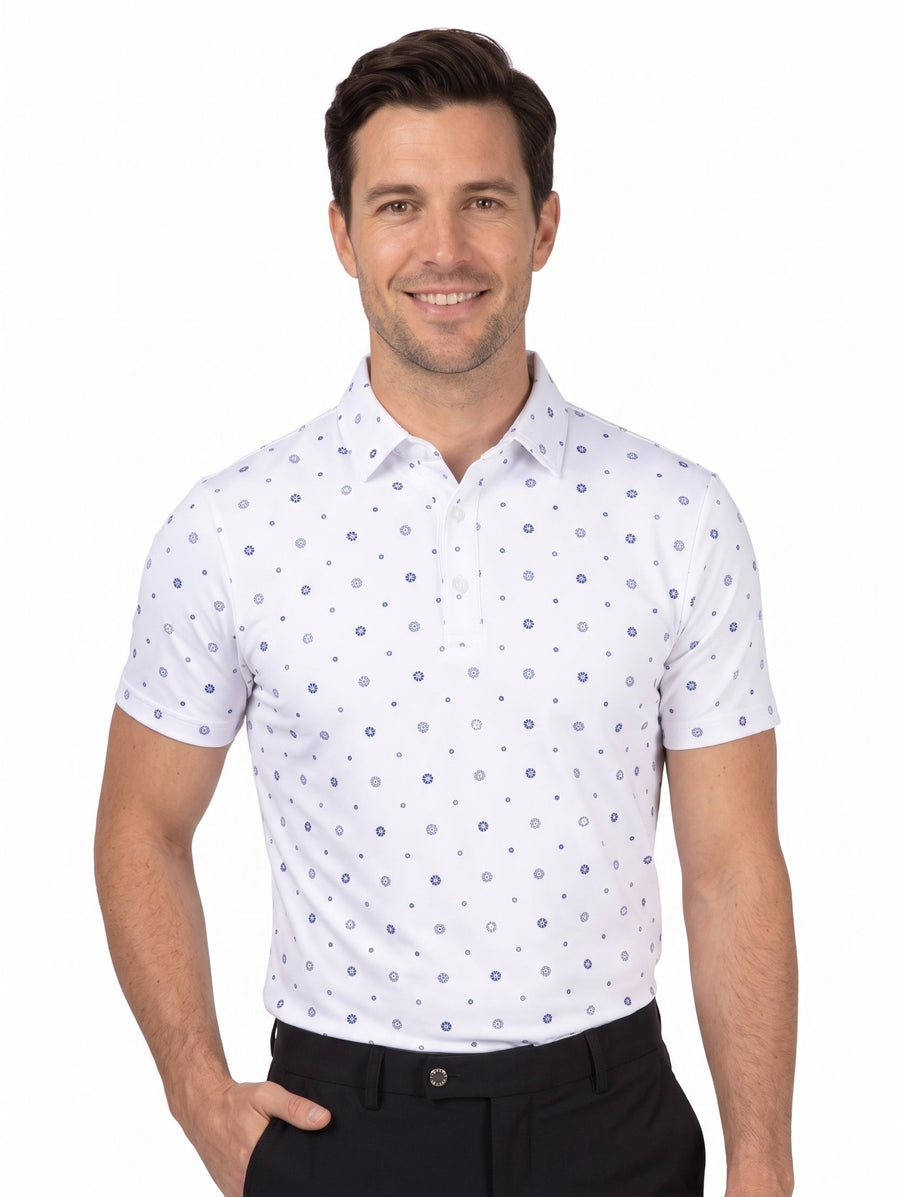 EGL Men's Minimalist "Clubhouse" Golf Polo T-Shirt - White