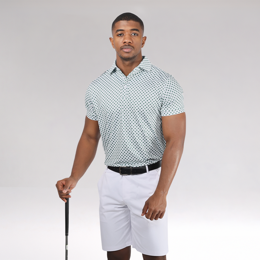 EGL Men's Dot Matrix Golf Polo T-Shirt - Light Green