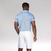 EGL Men's Equestrian Argyle Performance Golf Polo T-Shirt - Sky Blue