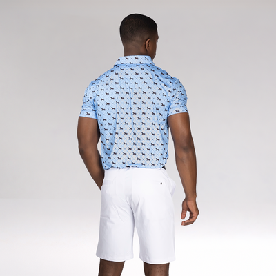EGL Men's Equestrian Argyle Performance Golf Polo T-Shirt - Sky Blue